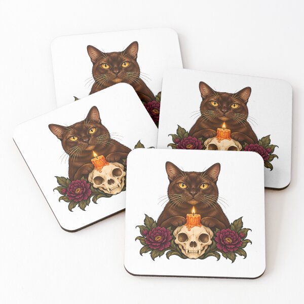 Item preview, Black Cat Skull Candle Halloween designed and sold by Old's Cool Cat Studio.