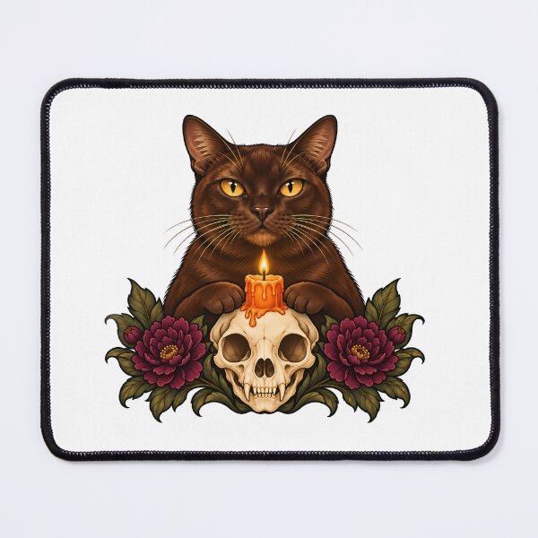 Item preview, Black Cat Skull Candle Halloween designed and sold by Old's Cool Cat Studio.