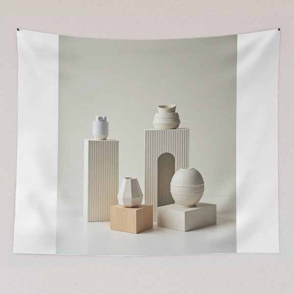 Item preview, Minimalist Ceramic Vases on Fluted Pedestals Art designed and sold by profustock.