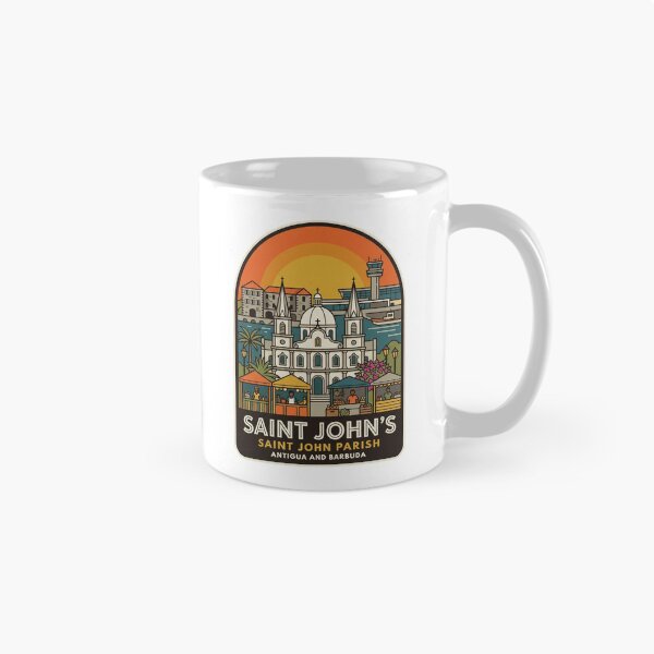 Item preview, Vintage Saint John's Antigua and Barbuda Souvenir Badge, Caribbean Travel Sunset Illustration designed and sold by raedattia.