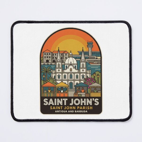 Item preview, Vintage Saint John's Antigua and Barbuda Souvenir Badge, Caribbean Travel Sunset Illustration designed and sold by raedattia.