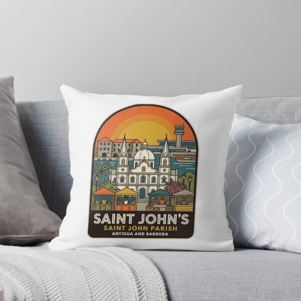 Item preview, Vintage Saint John's Antigua and Barbuda Souvenir Badge, Caribbean Travel Sunset Illustration designed and sold by raedattia.