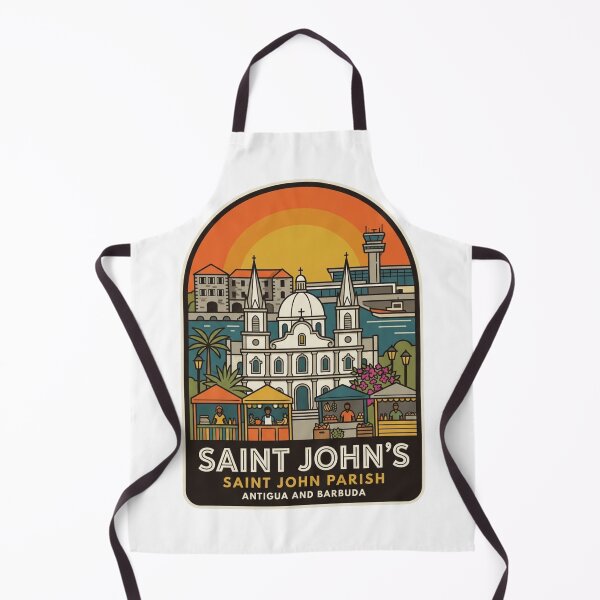 Item preview, Vintage Saint John's Antigua and Barbuda Souvenir Badge, Caribbean Travel Sunset Illustration designed and sold by raedattia.