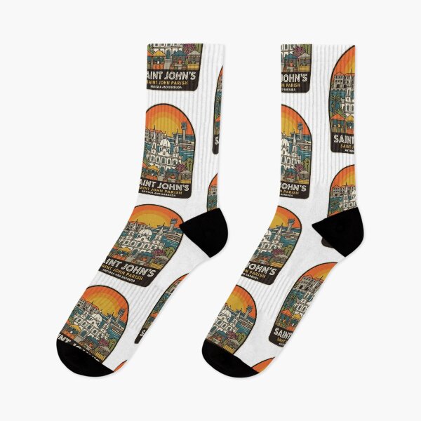 Item preview, Vintage Saint John's Antigua and Barbuda Souvenir Badge, Caribbean Travel Sunset Illustration designed and sold by raedattia.