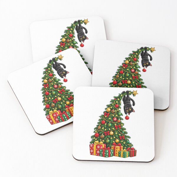 Item preview, Black Cat Hanging From Christmas Tree Funny Holiday Pet Gift designed and sold by Whirx.