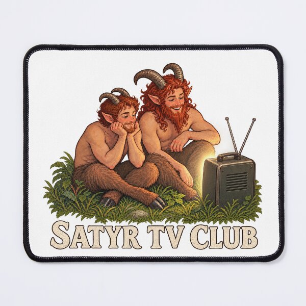 Item preview, Forest Satyrs Watching TV | Funny Mythological Creature Graphic designed and sold by Escape The Reality.
