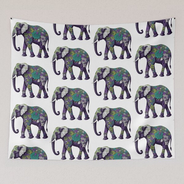 Item preview, Elephant with floral ornament designed and sold by PrintLabStudio.