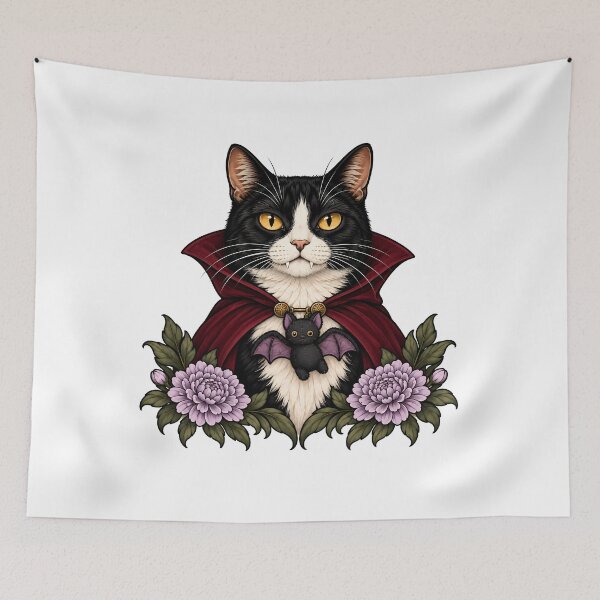 Item preview, Vampire Tuxedo Cat Bat Halloween designed and sold by Old's Cool Cat Studio.