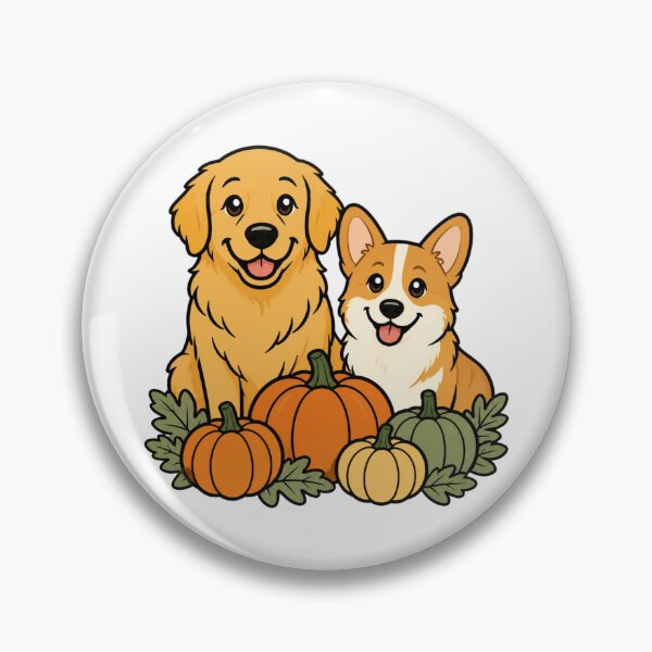 Item preview, Golden Retriever and Corgi Fall Pumpkin Patch Cute Dog Sticker Art designed and sold by wildsilencee.