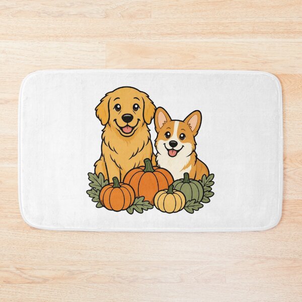 Item preview, Golden Retriever and Corgi Fall Pumpkin Patch Cute Dog Sticker Art designed and sold by wildsilencee.
