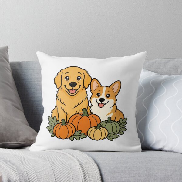Item preview, Golden Retriever and Corgi Fall Pumpkin Patch Cute Dog Sticker Art designed and sold by wildsilencee.