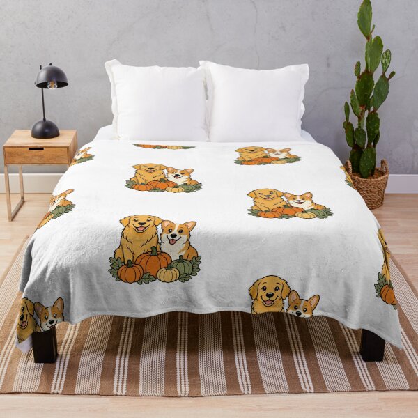 Item preview, Golden Retriever and Corgi Fall Pumpkin Patch Cute Dog Sticker Art designed and sold by wildsilencee.