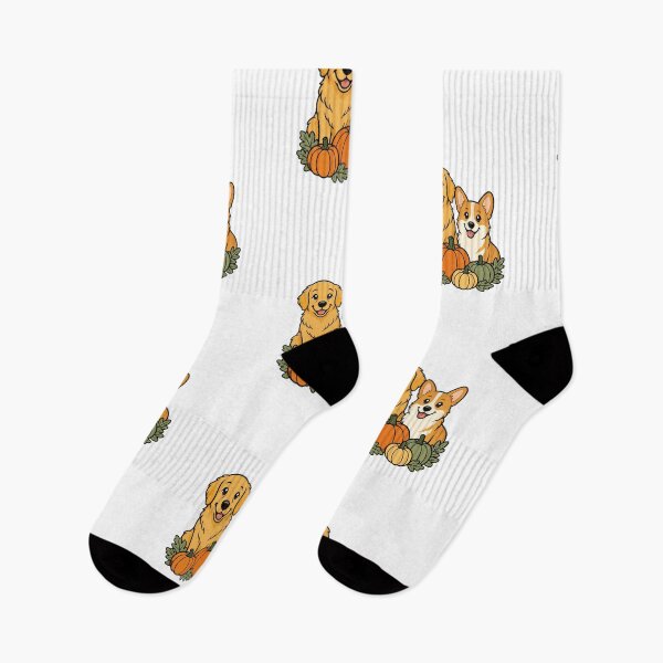 Item preview, Golden Retriever and Corgi Fall Pumpkin Patch Cute Dog Sticker Art designed and sold by wildsilencee.