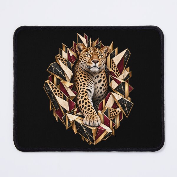 Item preview, Instinct Unbound – Regal Leopard Breaking Through Neo Deco designed and sold by Anyshca.