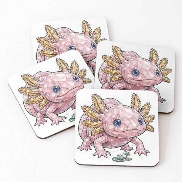 Item preview, Axolotl Crystal Sticker - Rose Quartz Pink Diamond Axolotl designed and sold by FineLineBotanical .