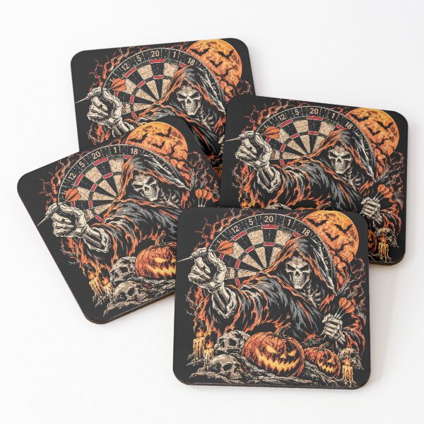 Item preview, Grim Reaper Playing Darts – Vintage Halloween Art designed and sold by TheAsura.