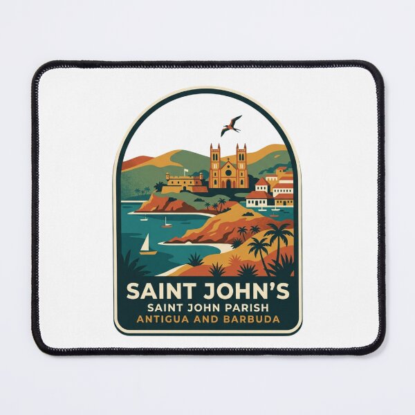Item preview, Vintage Saint John's Antigua Harbor Souvenir Badge, Retro Caribbean Island Travel Graphic designed and sold by raedattia.