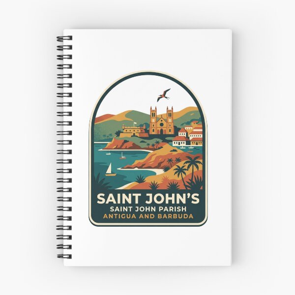 Item preview, Vintage Saint John's Antigua Harbor Souvenir Badge, Retro Caribbean Island Travel Graphic designed and sold by raedattia.