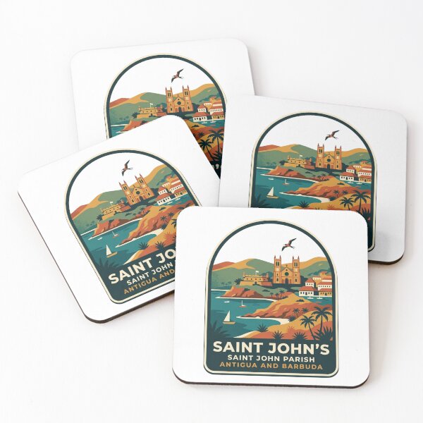 Item preview, Vintage Saint John's Antigua Harbor Souvenir Badge, Retro Caribbean Island Travel Graphic designed and sold by raedattia.