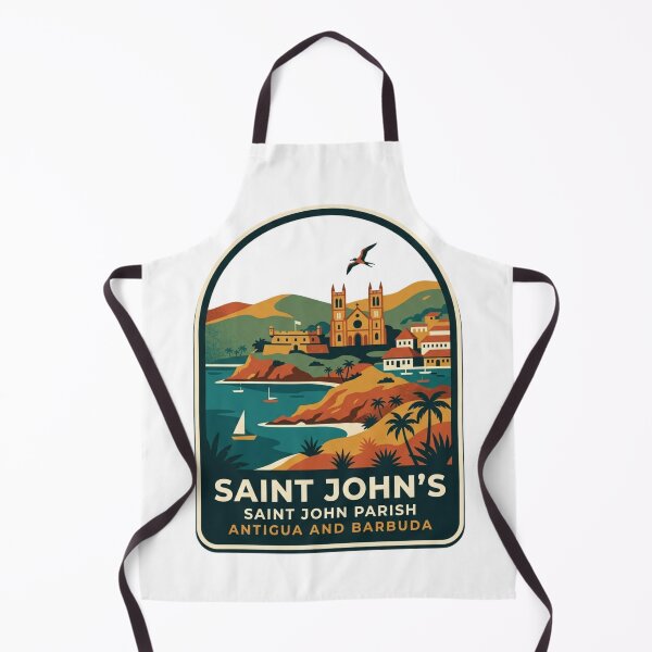 Item preview, Vintage Saint John's Antigua Harbor Souvenir Badge, Retro Caribbean Island Travel Graphic designed and sold by raedattia.