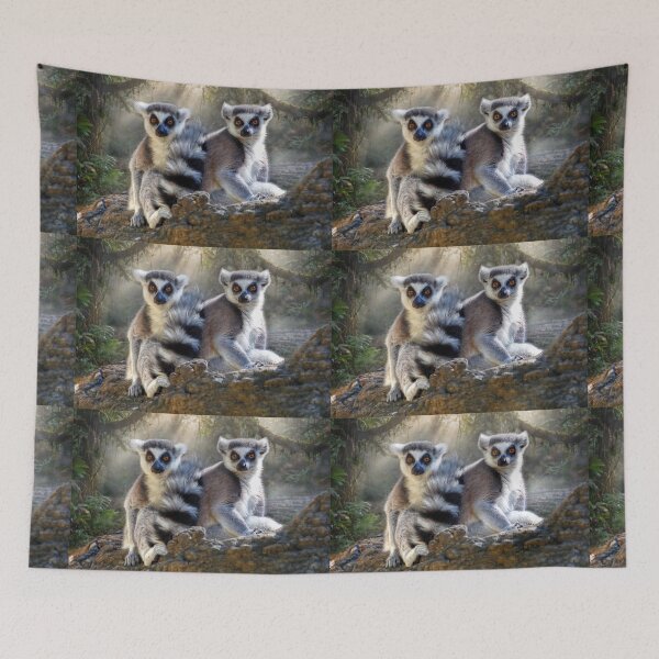 Item preview, Ring-Tailed Lemurs in Sunlit Forest designed and sold by Savannah Gibbs.