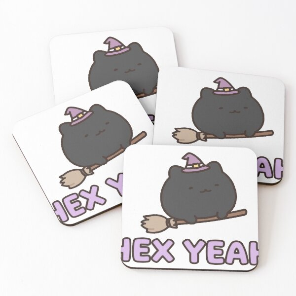 Item preview, Cute Black Cat Witch Broom Hex Yeah Halloween Sticker designed and sold by xiaoxiaochibi.