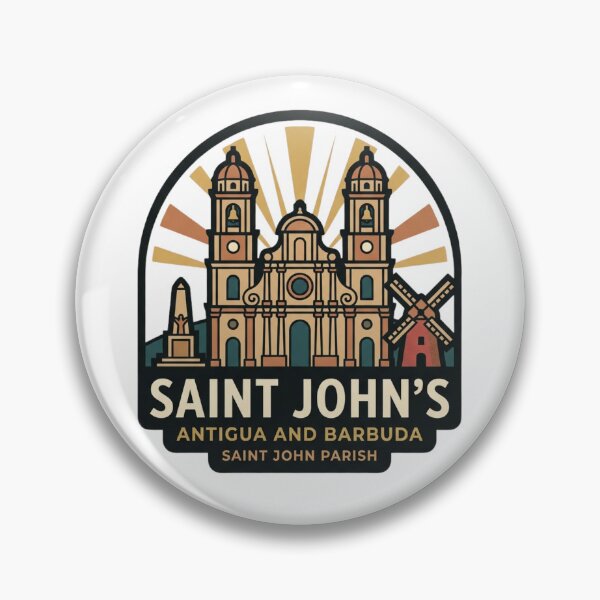 Item preview, Vintage Saint John's Antigua Architecture Badge, Caribbean Sugar Mill Landmark Emblem designed and sold by raedattia.