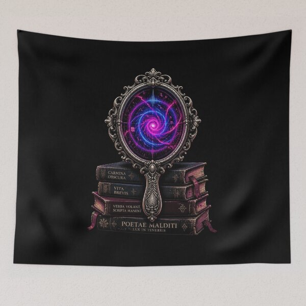 Item preview, Gothic Steampunk Neon Mirror Dark Academia Books designed and sold by LazyDayzCo.