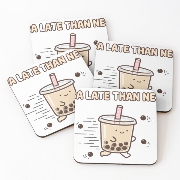 Item preview, Funny Chibi Boba Tea Cup Running Boba Late Than Never Sticker designed and sold by xiaoxiaochibi.