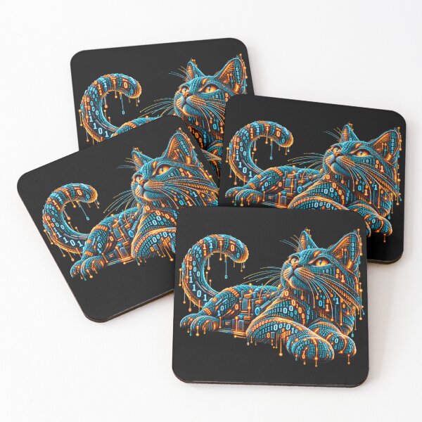 Item preview, Binary Cyber Cat – Digital Feline designed and sold by Kicor.