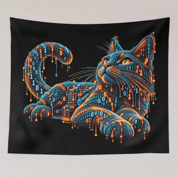 Item preview, Binary Cyber Cat – Digital Feline designed and sold by Kicor.
