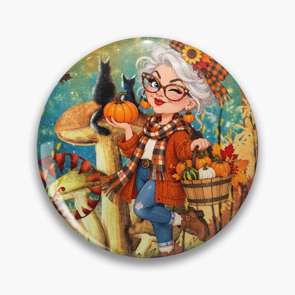 Item preview, GRANDMA AND KITTIES READY FOR SOME PUMPKIN FUN designed and sold by Tammera.