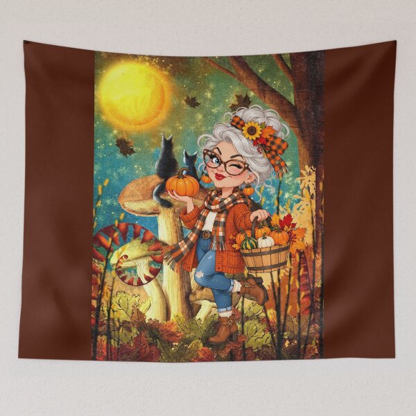 Item preview, GRANDMA AND KITTIES READY FOR SOME PUMPKIN FUN designed and sold by Tammera.