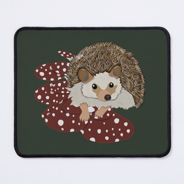 Item preview, North African Hedgehog with Red & White mushrooms designed and sold by BDBirds.