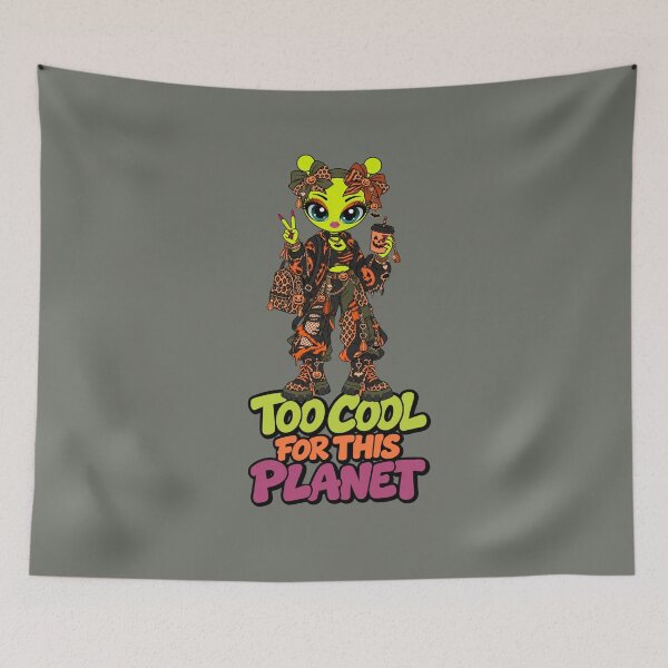 Item preview, Too Cool for This Planet – Spooky Alien Girl designed and sold by Aimetoi.