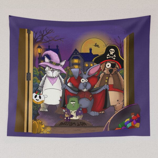 Item preview, Trick or Treat Friends Halloween Animals in Costumes Illustration designed and sold by Englandbear.