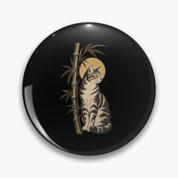 Item preview, Vintage Japanese Neko Cat Bamboo Line Art Aesthetic Graphic designed and sold by Whirx.