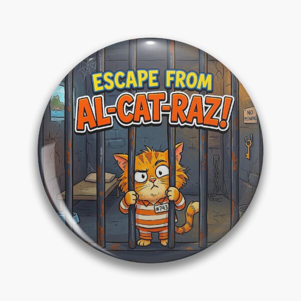 Item preview, Funny Illustration of a Cat Prison Art with Joke Typography ESCAPE FROM AL-CAT-RAZ. designed and sold by Giulivo Store Graphic.