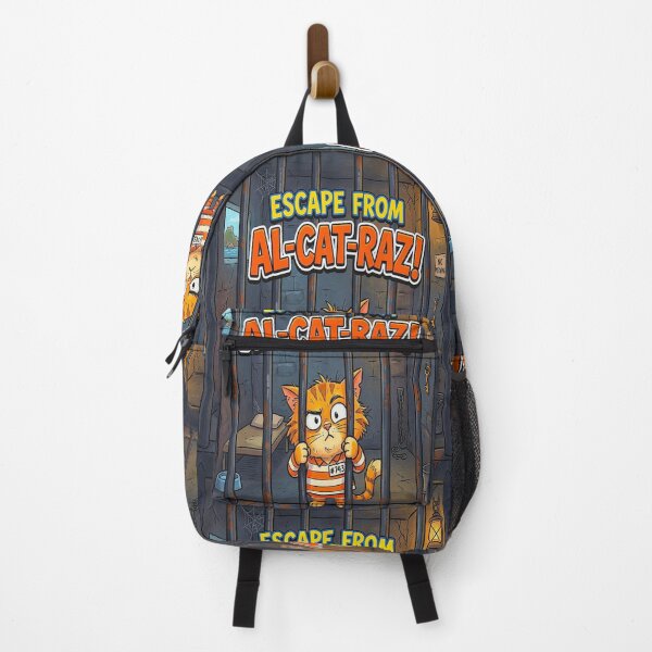 Item preview, Funny Illustration of a Cat Prison Art with Joke Typography ESCAPE FROM AL-CAT-RAZ. designed and sold by Giulivo Store Graphic.