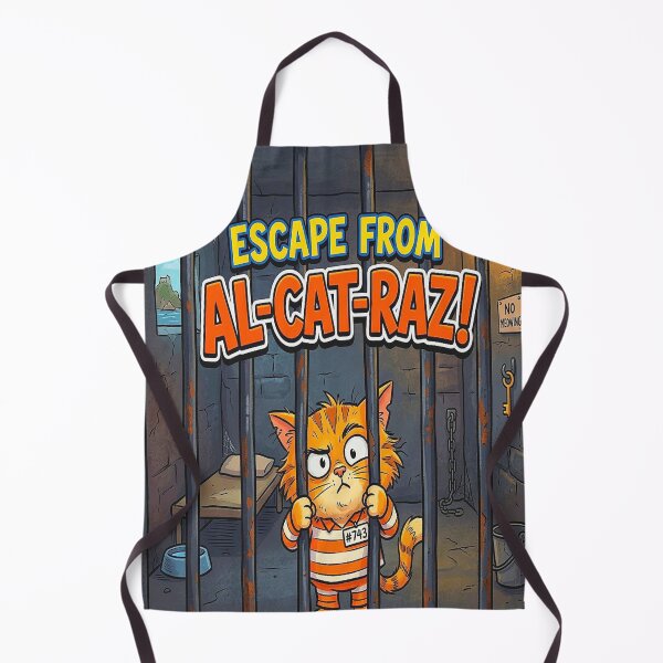Item preview, Funny Illustration of a Cat Prison Art with Joke Typography ESCAPE FROM AL-CAT-RAZ. designed and sold by Giulivo Store Graphic.
