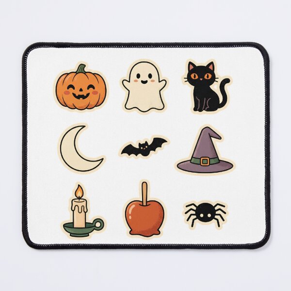 Item preview, Retro Halloween Sticker Pack | Cute Pumpkin, Ghost, Black Cat, Bat, Witch Hat designed and sold by abdelski.