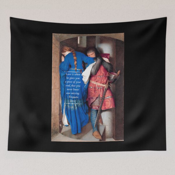 Item preview, The Meeting On The Turret Stars Painting By Frederic William Burton 1864. With Quote From Torquato Tasso. designed and sold by HollowayDaina.