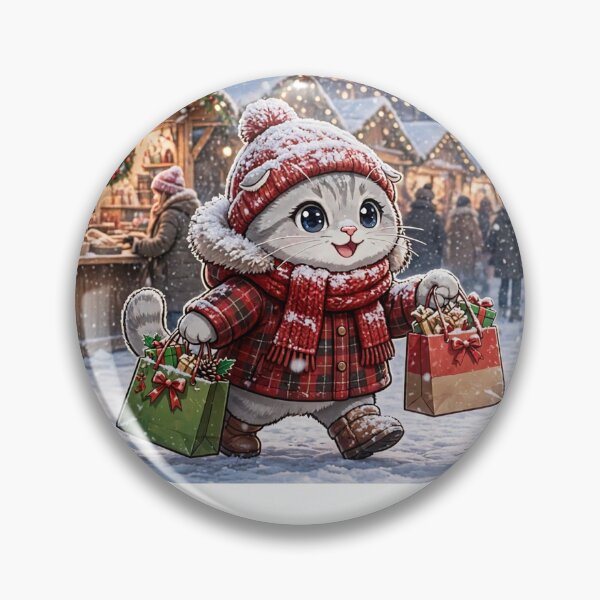 Item preview, Cozy Winter Vibe Christmas Market Shopping Cat designed and sold by Russtoon.