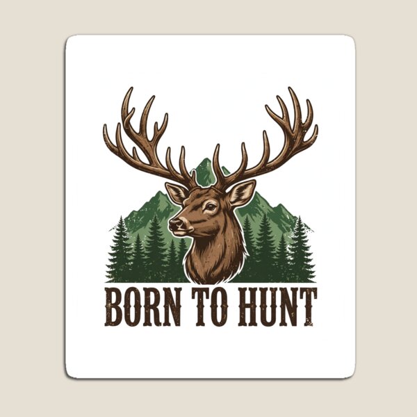 Item preview, Born To Hunt Vintage Deer Antlers Mountain T-Shirt designed and sold by EverydayBadge.