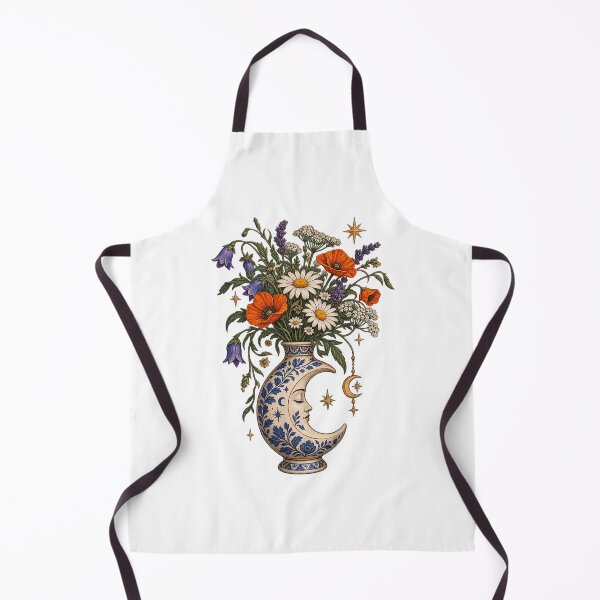 Item preview, Celestial Moon Botanical Vase – Vintage Floral Mystic Art designed and sold by  ADBIB Design.