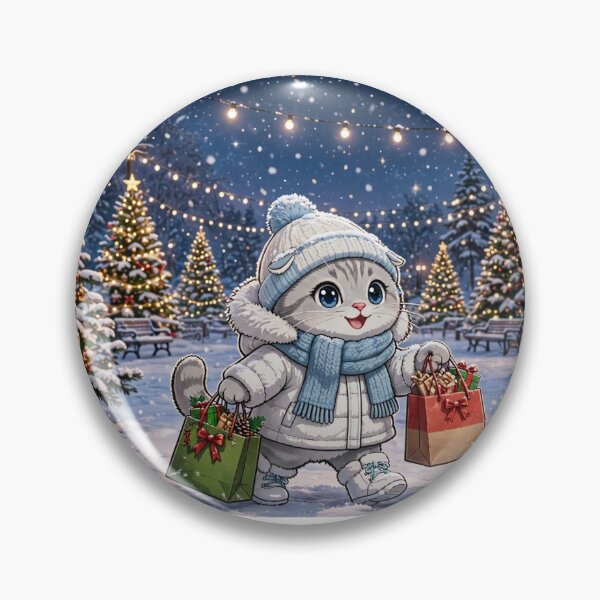 Item preview, Cozy Winter Vibe White Christmas Tree Park Cat designed and sold by Russtoon.