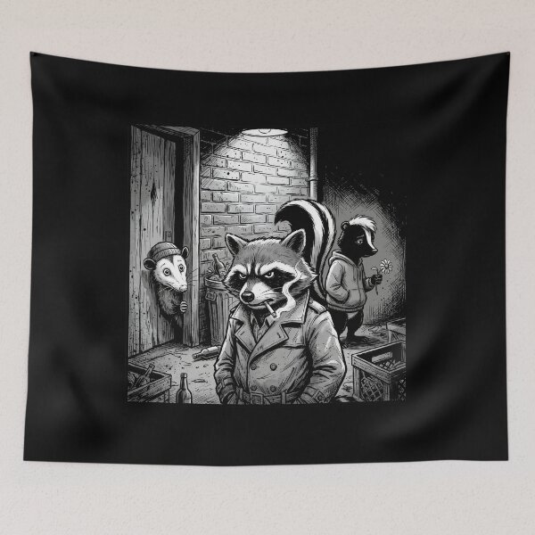 Item preview, Night Trash Panda Crew Raccoon Opossum Skunk Meme Halloween designed and sold by w66aboo.