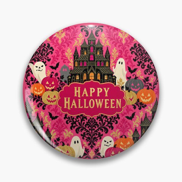 Item preview, Pink Damask Happy Halloween designed and sold by DesignsByPrnces.