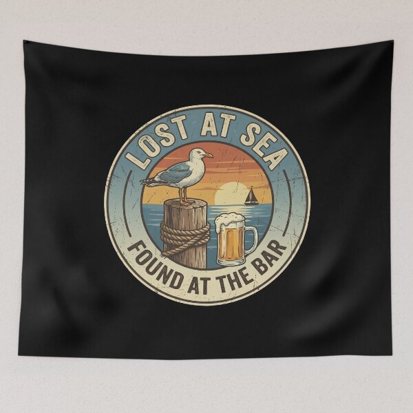 Item preview, Funny Boating Seagull with Beer on a Sunset Pier designed and sold by w66aboo.