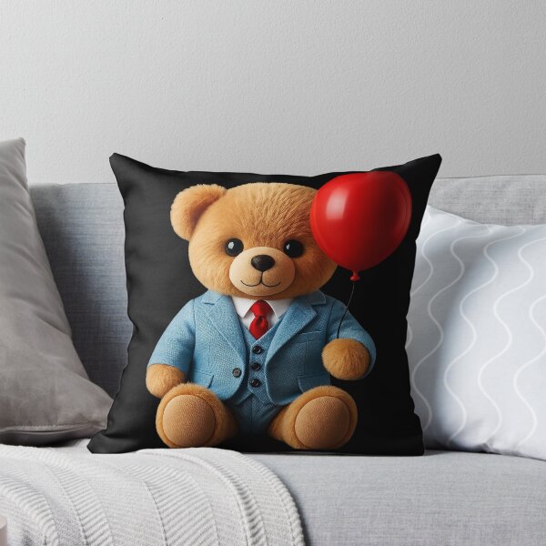 Item preview, Stylish Teddy Bear in Blue Suit Red Balloon 2 Shapes Mania designed and sold by Shapes-Mania.